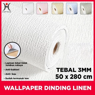 Hoptech - Wallpaper Linen Roll | Wallpaper Dinding | Dekorasi Kamar | Sticker dinding