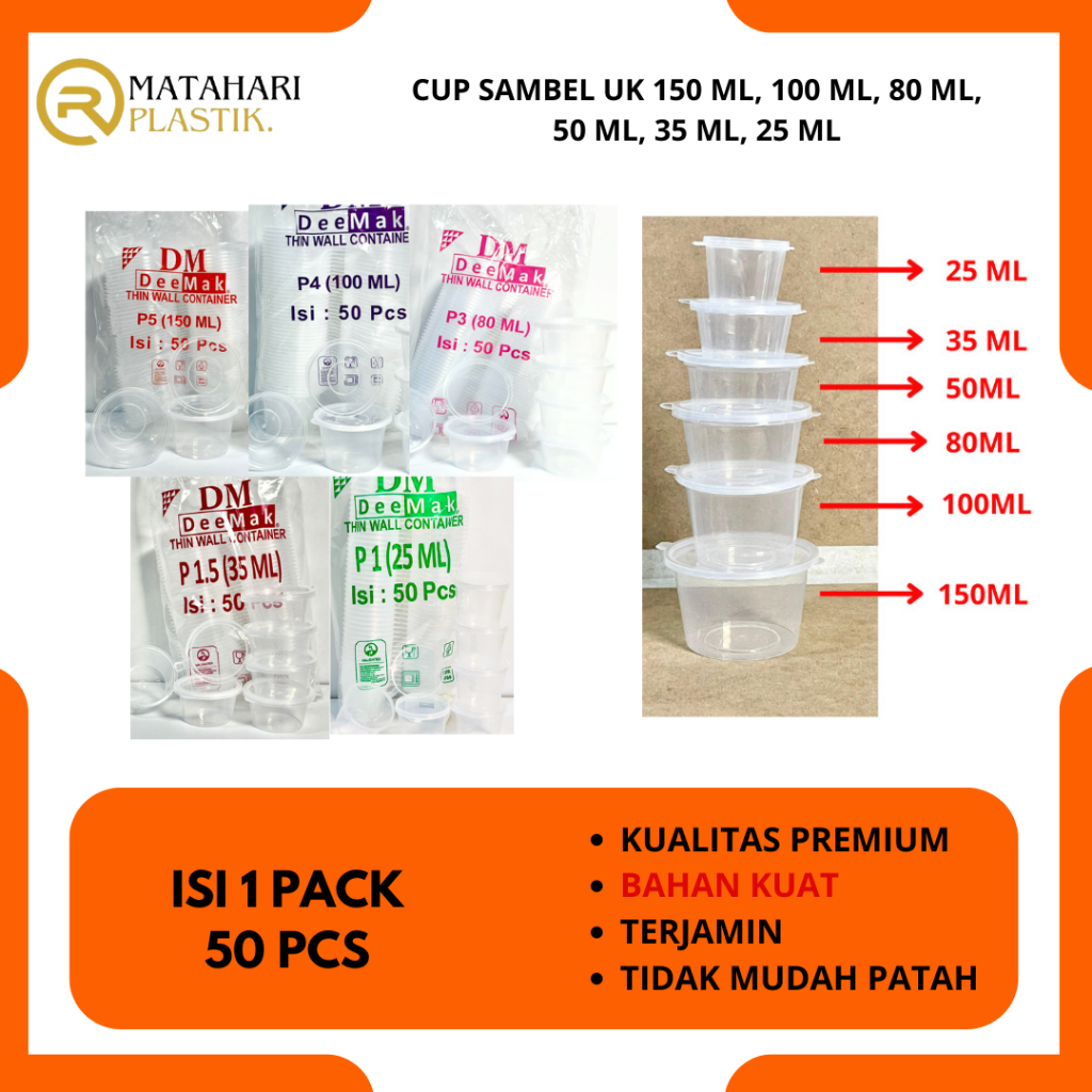 Jual RMP - CUP TEMPAT SAMBEL SAUCE PUDDING MAKANAN ISI 50PCS UK 150ML ...