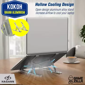 Holder Laptop Tablet Stand Lipat Portable Aluminium HAGANN LAC 005 Dudukan Bracket Laptop