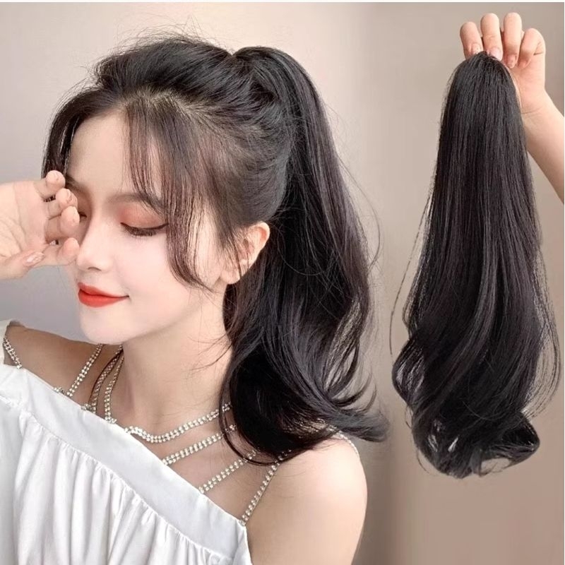 Jual Ponytail Jepit Rambut Palsu Model Gelombang Cwe Korea ukuran 45 cm ...