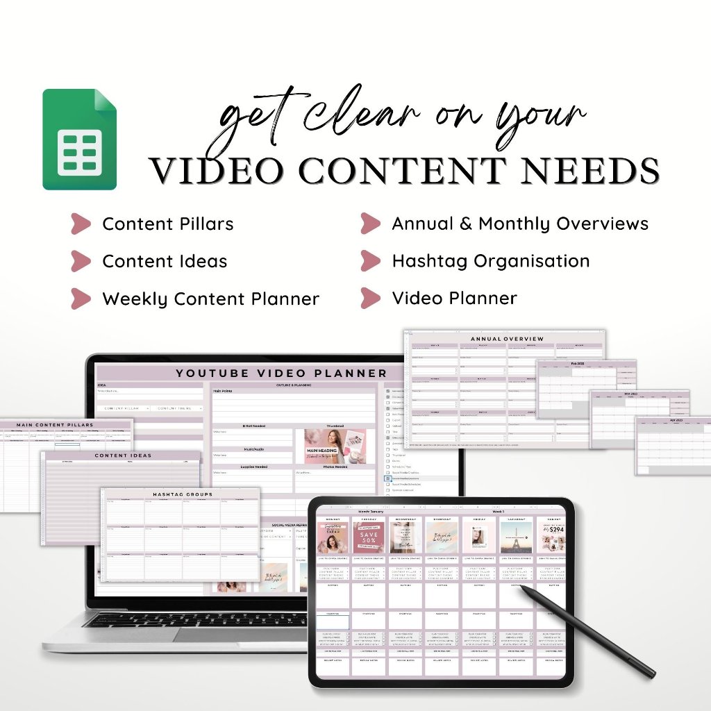Jual Digital Youtube Content Planner Google Sheets, Video Planner ...