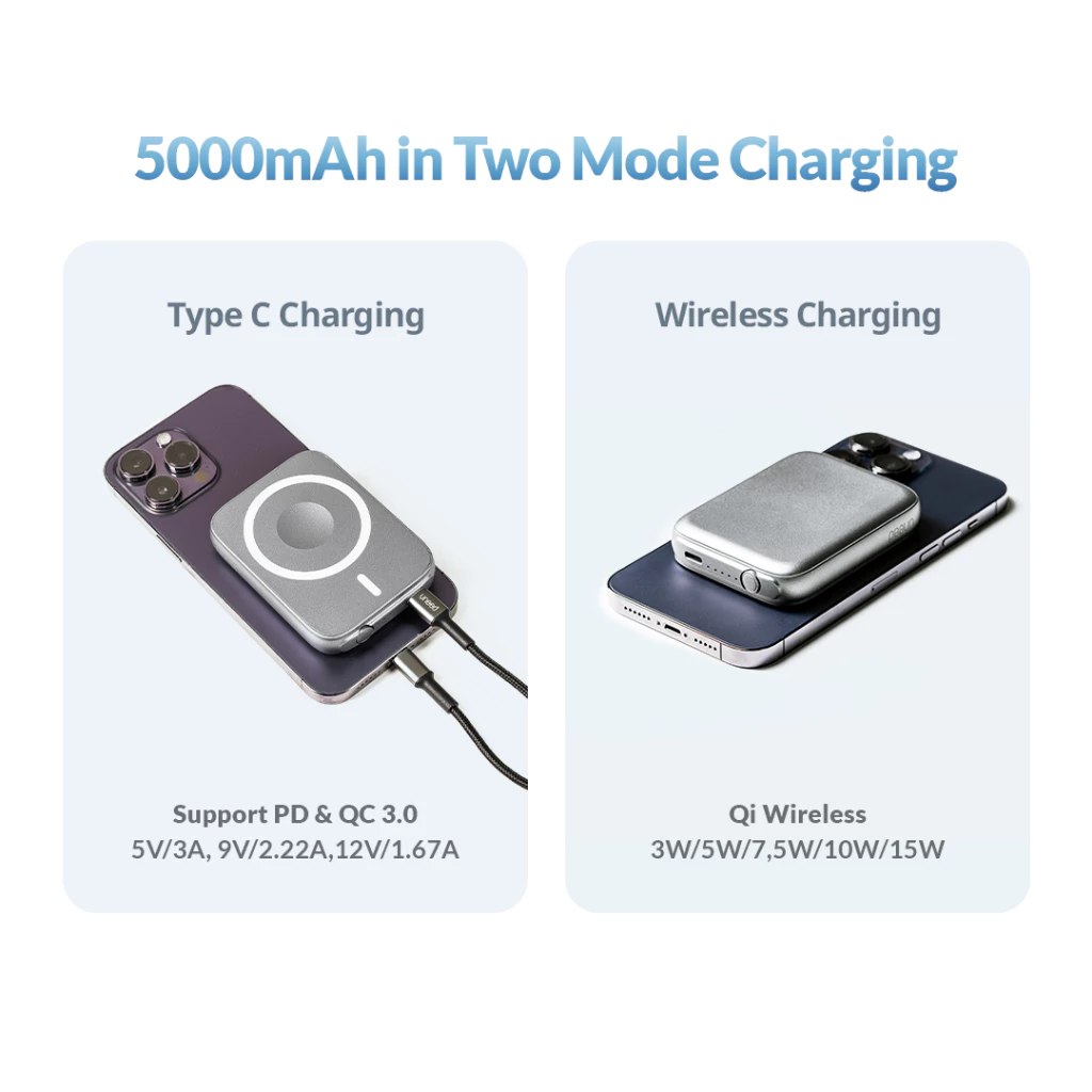 UNEED MagBox B9 Mini Powerbank Wireless Magnetic with Smartwatch Charger 5.000mAh 20W QC PD - UPB562