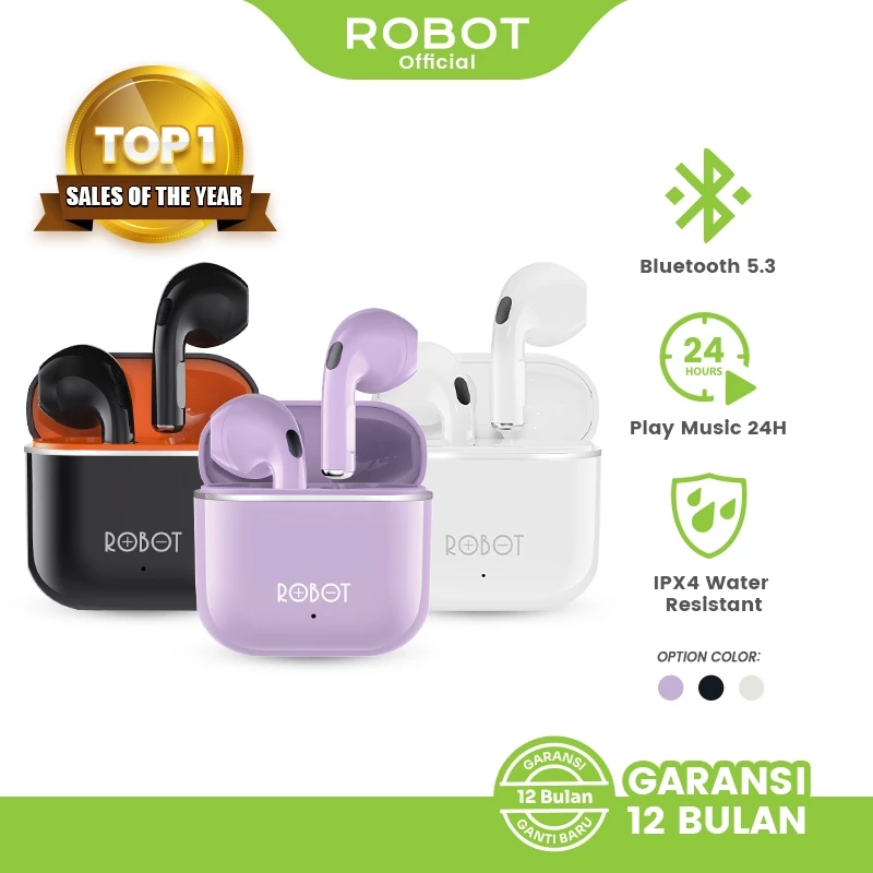 Robot TWS Wireless Earphone Airbuds T50S Original BT 5.3 True Wireless Headset Bluetooth