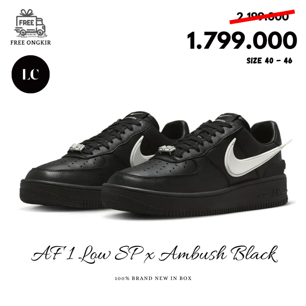 Jual Sepatu Air Force 1 Low SP x AMBUSH Black Authentic 100% BNIB ...