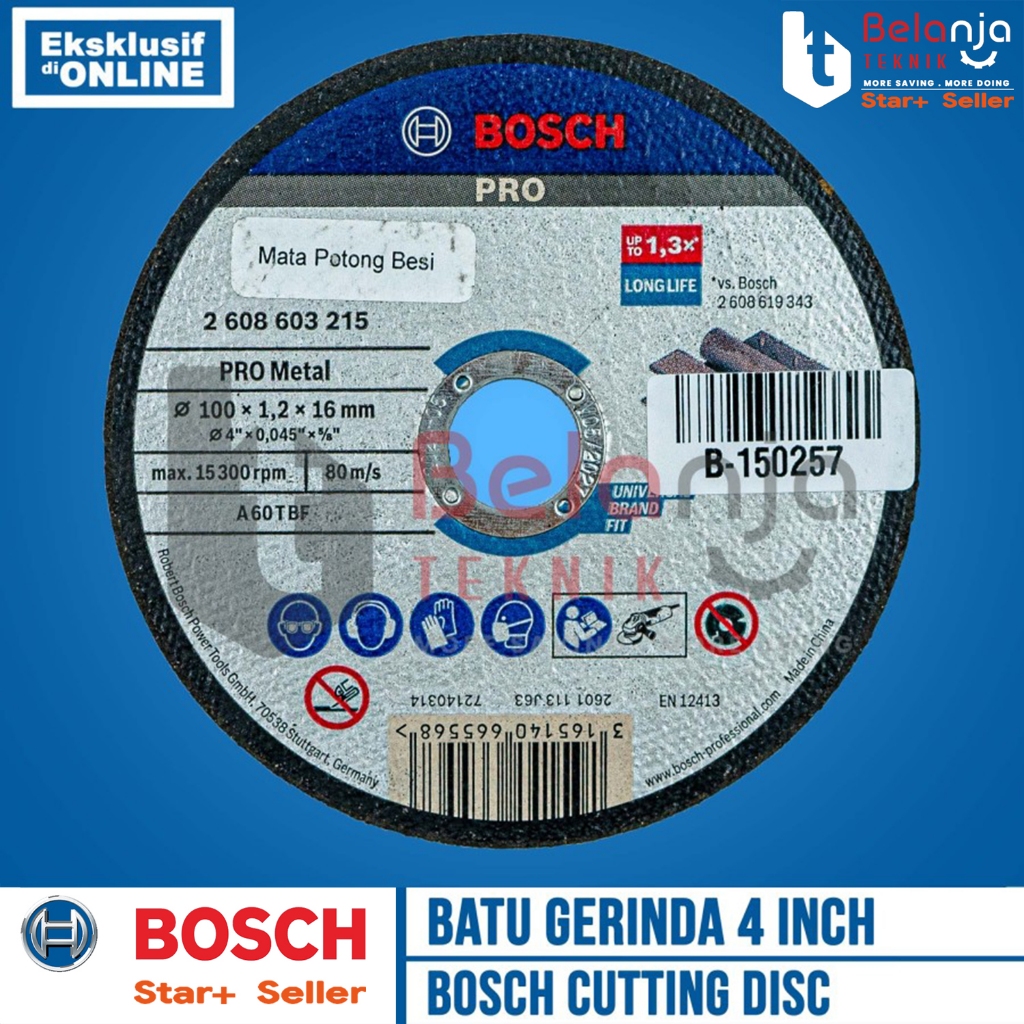 Jual Bosch Batu Gerinda 4 Inch X 1.2MM Mata Grinda Potong Besi Cutting ...