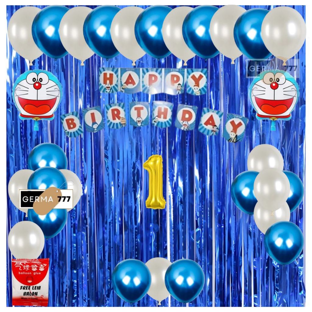 Paket Set Dekorasi Pesta Ulang Tahun Anak Banner Happy Birthday Spiderman Kuromi Doraemon Frozen