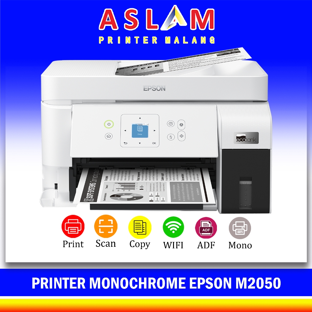 Jual Printer Epson EcoTank Monochrome Print Scan Copy ADF M2050 Ink ...