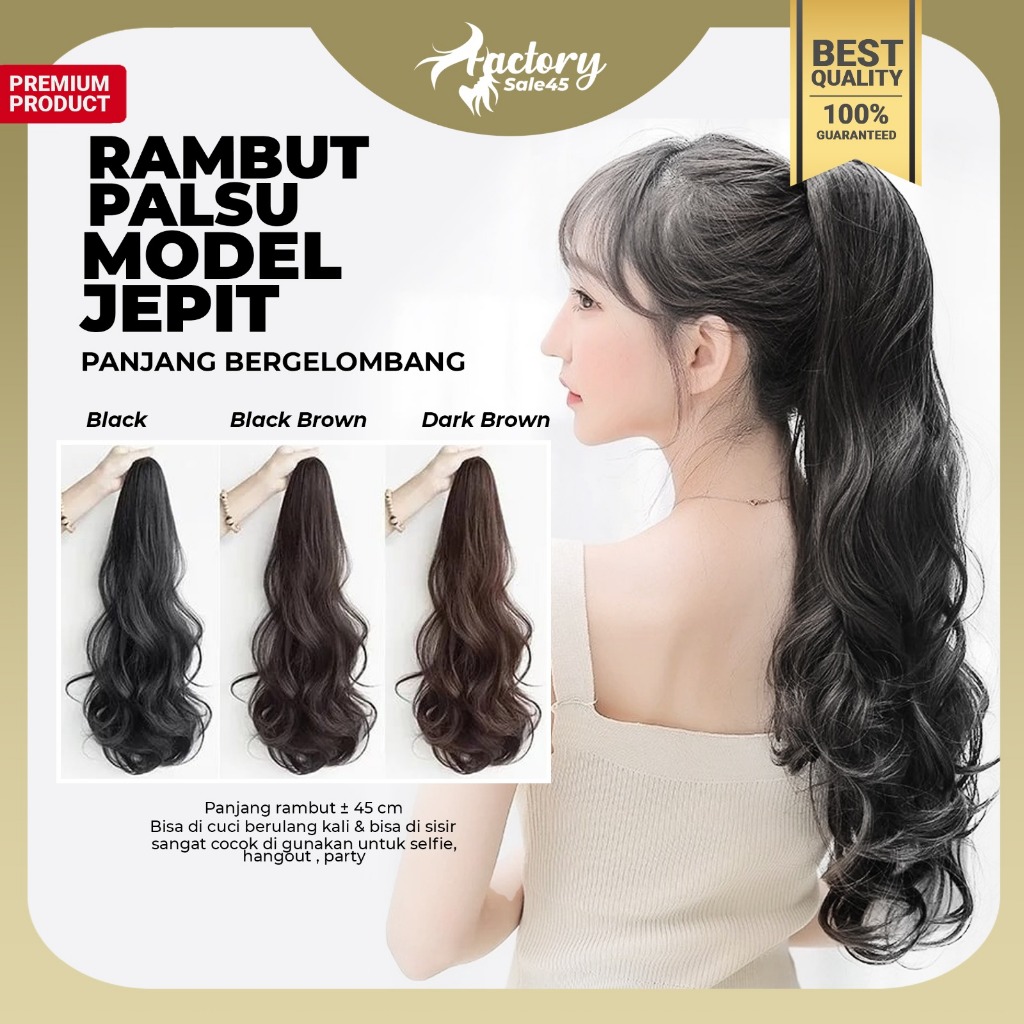 Jual FACTORYSALE45 - Jepit Rambut Palsu Ponytail Korea Curly 45cm Wig ...
