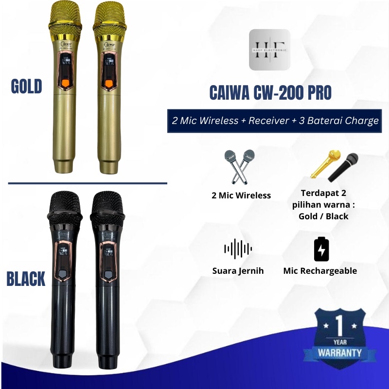 Jual Mic Wireless CAIWA CW200 Pro Rechargeable Microphone Wireless