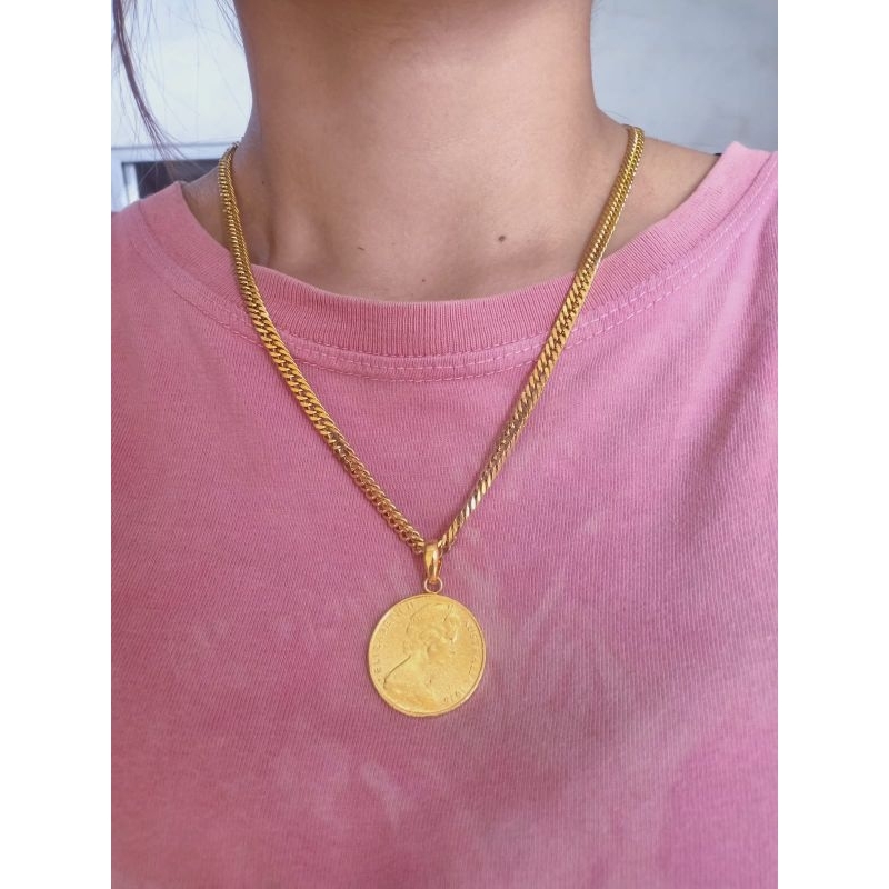Jual Kalung Titanium Koin Besar Rante Besar Kalung wanita peria ...