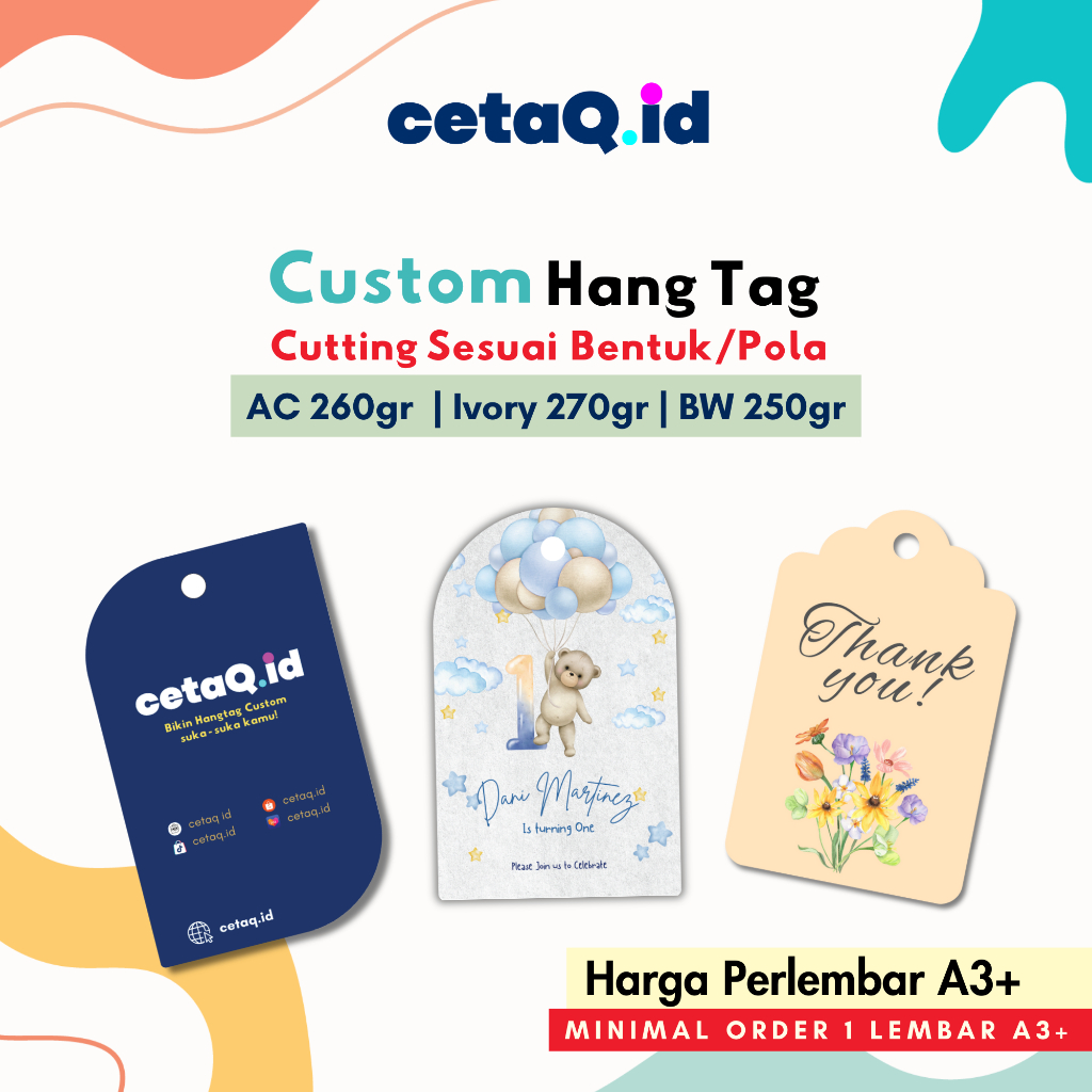 Jual Cetak Hangtag Custom A3+ | Label Hang tag Baju - Cutting Pola ...