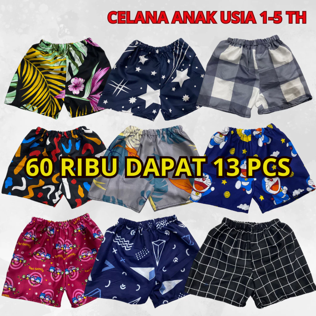 Paket Usaha 50 Ribu 13 Pcs Celana Pendek Anak 1-5 Tahun | AutoStock