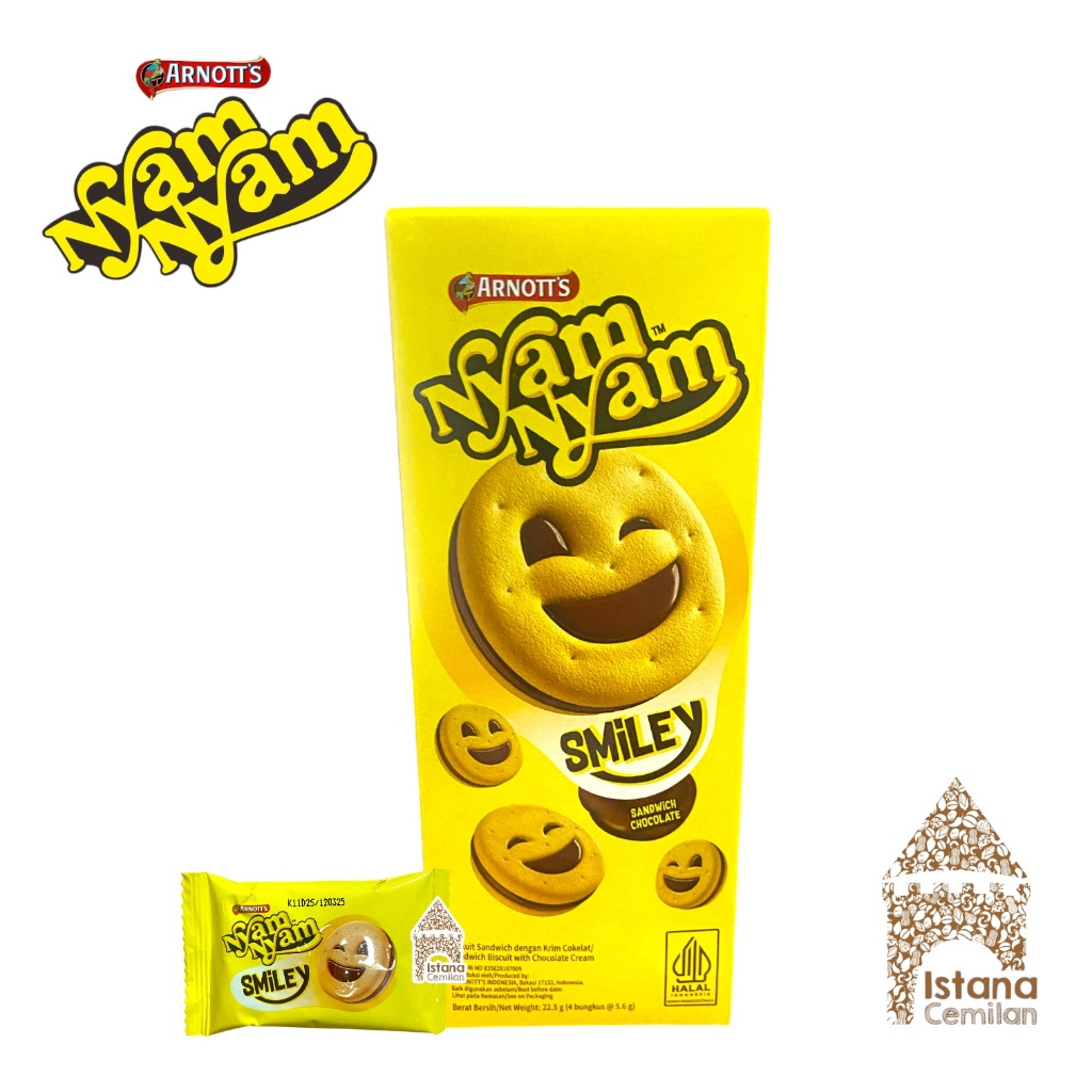 Jual Nyam Nyam Smiley Sandwich Chocolate Box Mini 22,5 Gram | Shopee ...