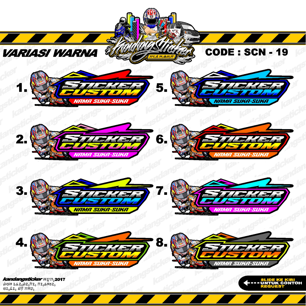 Jual Stiker Racing Custom Satuan Nama Suka Suka Sticker Custom Stiker ...
