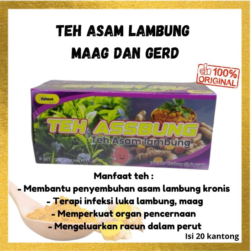 Teh Asam Lambung Maag Gerd Teh Assbung Pengobatan Herbal Lambung Alami Organik Isi 20 Kantong Fahesa Herbal