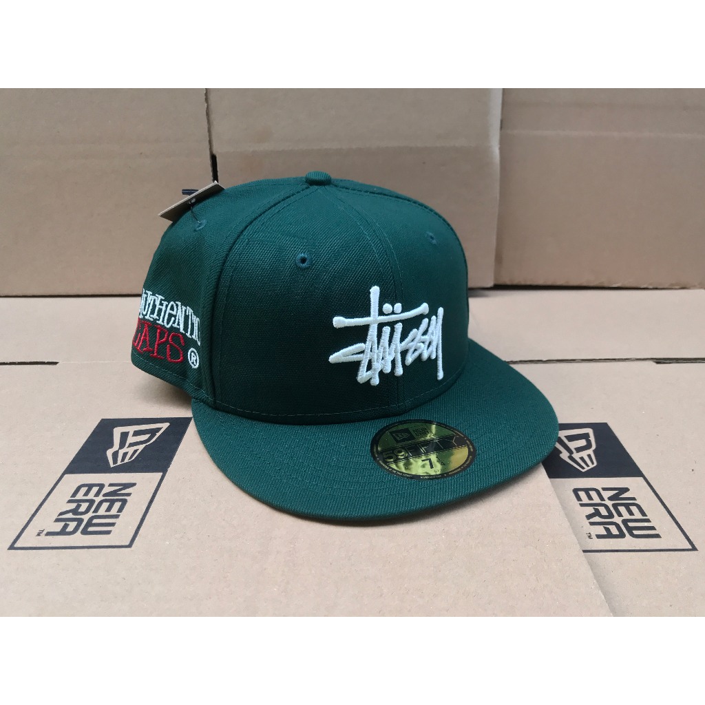 Jual Topi New Era 59Fifty Fitted x Stussy Authentic Green Cap Size