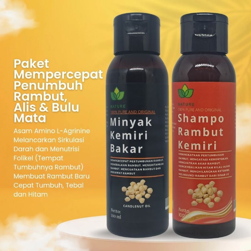 Jual Paket Nature Minyak Kemiri + Shampoo Kemiri Asli — Penumbuh Rambut ...