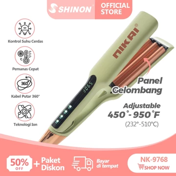 NIKAI N 9768 Catokan Curly Rambut Wanita Catok Rambut Pengeriting Pelurus Rambut 2 In 1 Ion