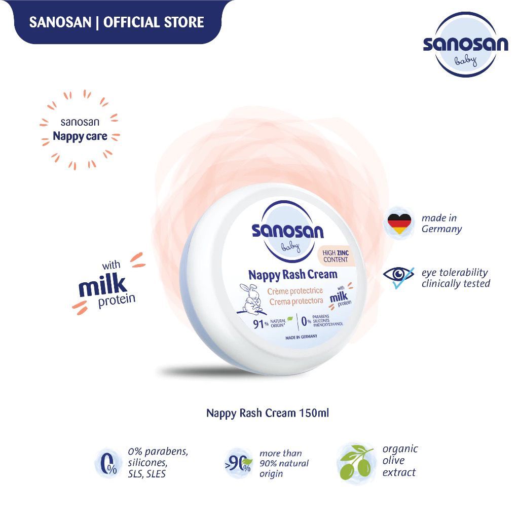 Jual Sanosan Nappy Rash Cream 150ml - Rash Cream - Diaper Rash Cream ...