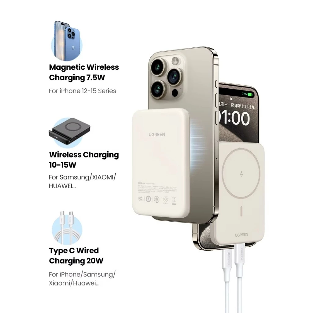 UGREEN Power Bank Magsafe Wireless iPhone 15 16 16Pro 16 Pro Max 10.000mAh PD Fast Charging 20w