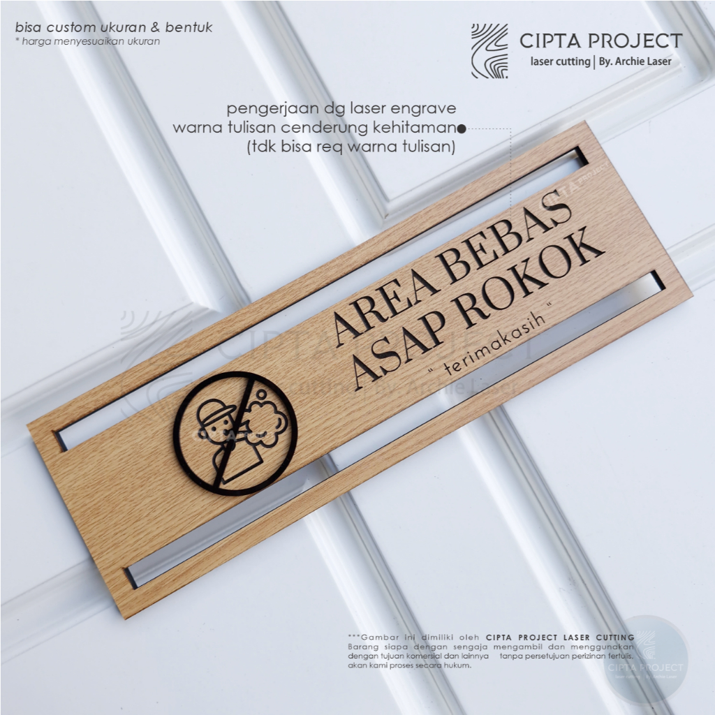 Jual Sign Kayu Area Bebas Asap Rokok, No Smoking Area Signage, Penanda ...