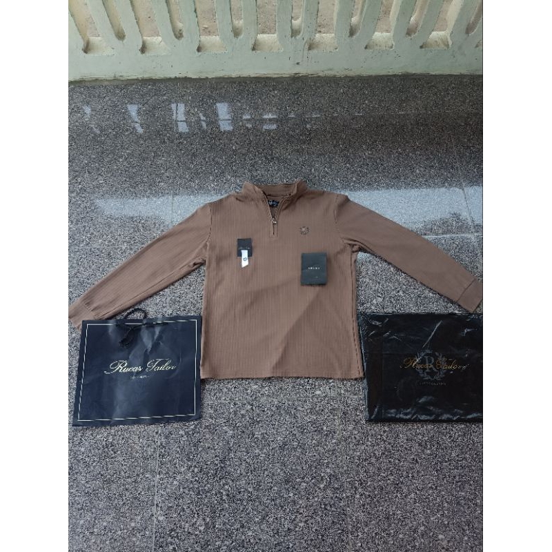 Jual Rucas tailor Textured long sleeve brown | Shopee Indonesia