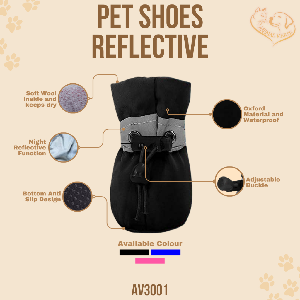 Jual Pet Shoes Oxford Reflective Waterproof Adjustable Buckle AV3001 ...