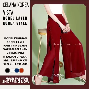 Celana Kulot Korea Celana Panjang Sifon Wanita Gaya Korea Cantik Dan Elegan Vista NOSHFashion