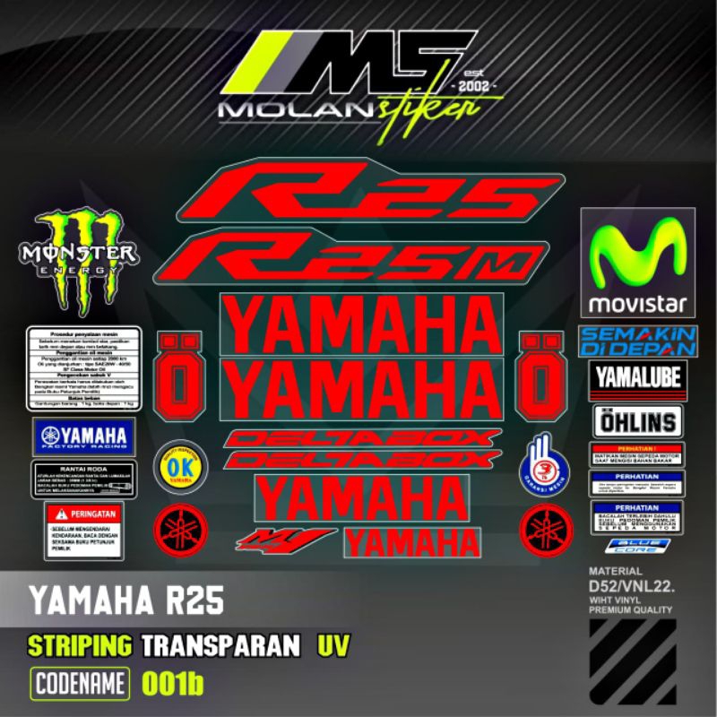 Jual Sticker Striping Variasi Transparan Uv Yzf R25 R25M R25 V1 R25 Old ...