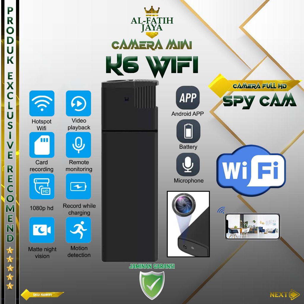 Jual Kamera Mini Korek K6 WiFi Full HD 1080P App Lookcam Spy Cam Camera ...