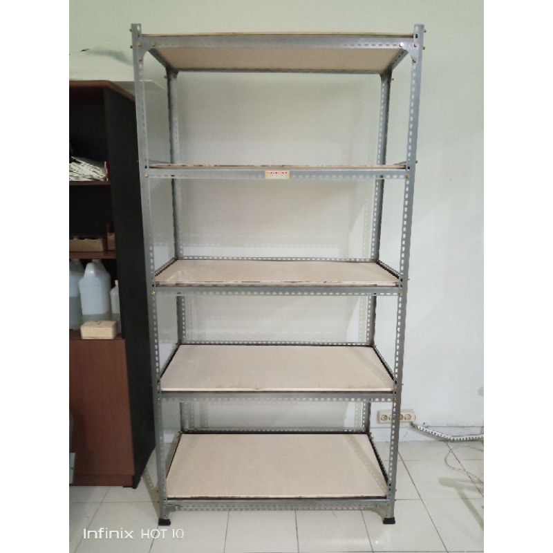 Jual rak besi siku lubang t180 p60 L40cm 5 susun 4 tiang rak kantor rak ...
