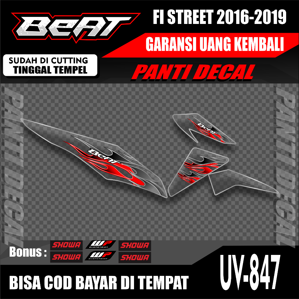 Jual Sticker Striping Variasi Transparan Uv Beat FI Street Motif Api ...