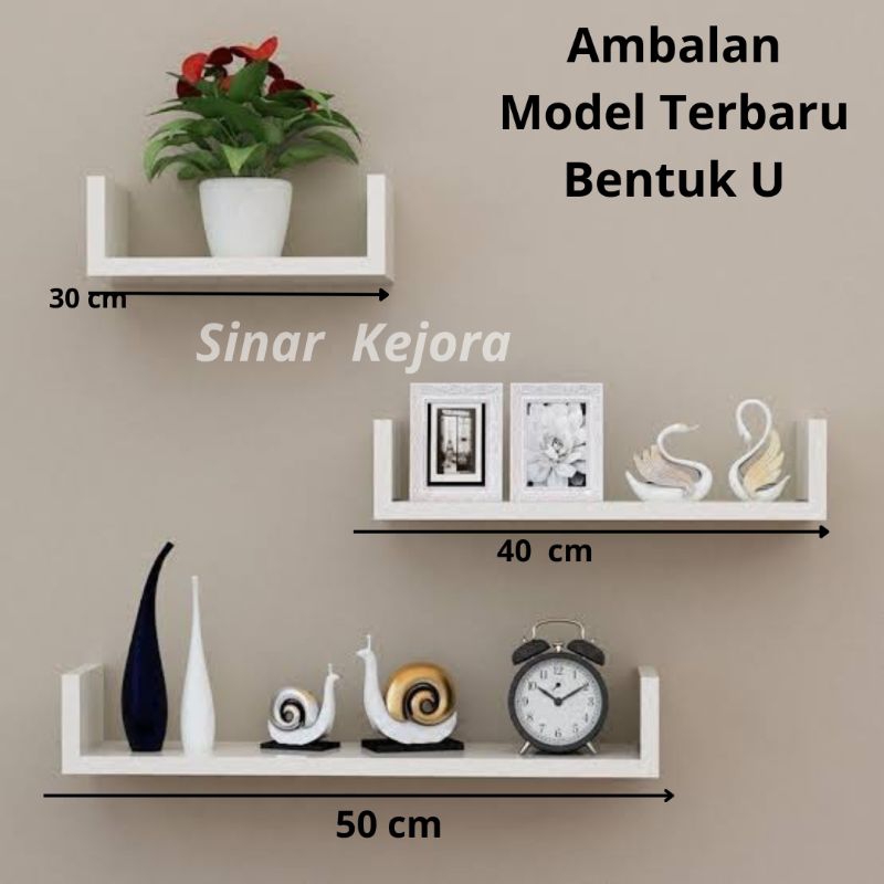 Jual Rak Ambalan Dinding Minimalis Bentuk U / Rak Kayu Ambalan Kekinian ...