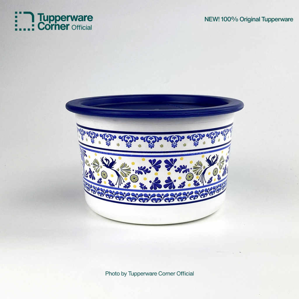 Jual Tupperware One touch Canister 575ml Motif Biru bunga | Shopee ...