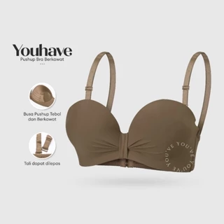 You’ve ( YouHave ) BH Bra Seamless Lembut Half Cup AB Busa Sedang Push Up Kawat Kait 3 Bra Remaja Harap Up Size Tali Bisa Dilepas 100196