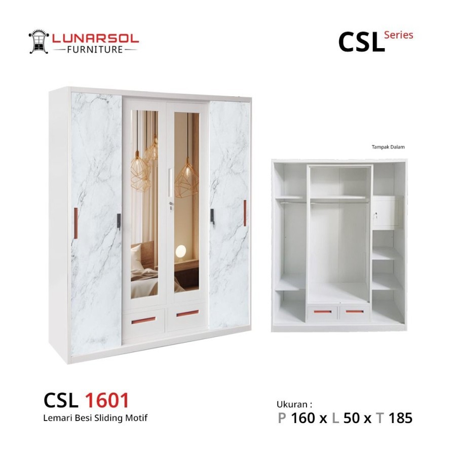 Jual Lemari Baju 4 Pintu Lemari Pakaian Jumbo Pintu Geser Plat Besi ...