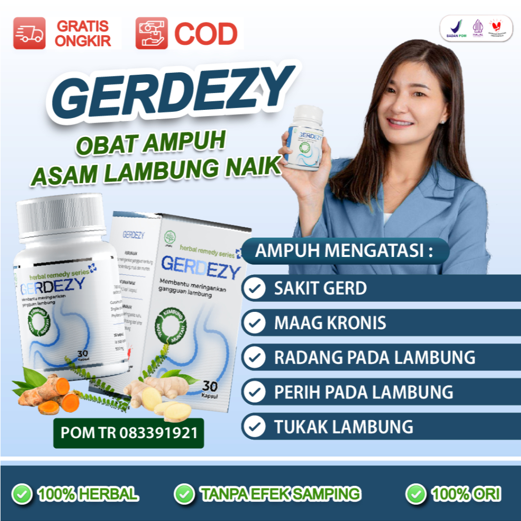 GERDEZY 30 KAPSUL- Obat Asam Lambung Gerd Maag Kronis Gejala Iritasi Tukak Lambung Herbal Alami Ampuh BPOM