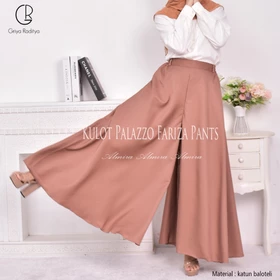 Celana Kulot Wanita Fariza Palazzo Pants Bahan Baloteli Payung Lebar Panjang 100cm Bisa Potong