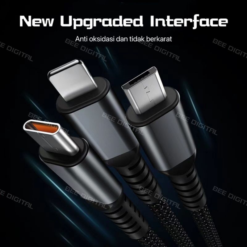 Jual BEEDIGITAL COD Cable Data 3in1 Type C Micro USB Lightning Fast ...