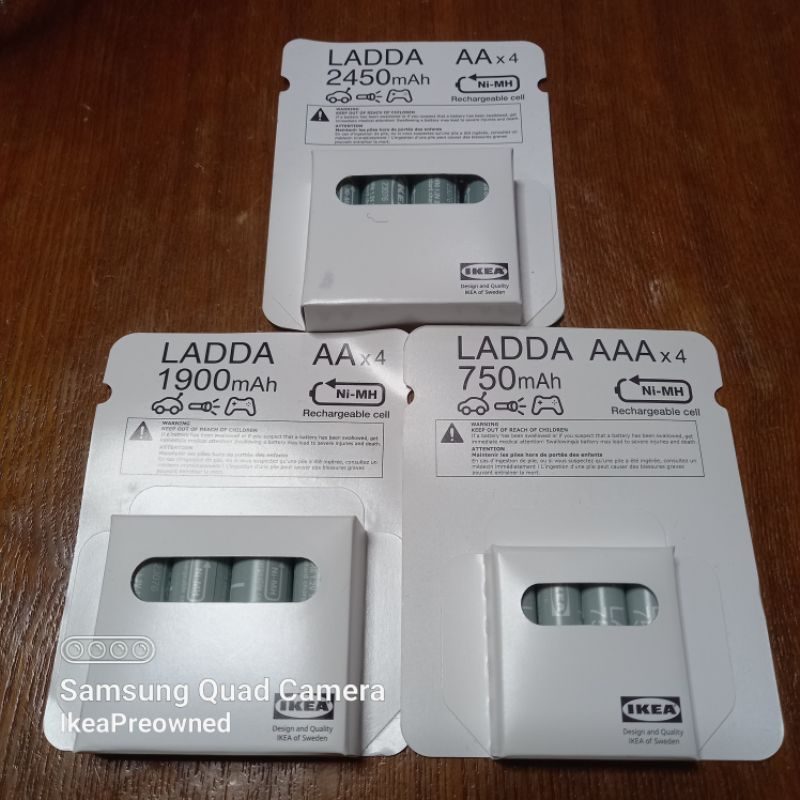 Confezione Da 4 Batterie Ricaricabili IKEA LADDA - HR03 AAA 1.2V 750mAh