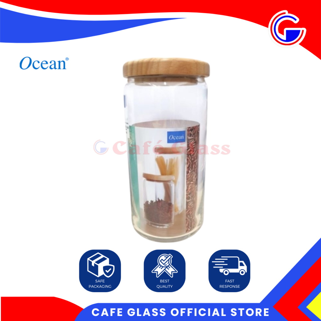 Toples Kaca Tutup Kayu 1 Liter - Toples Ttp Kayu 1000Ml 5B02536 - Toples Kaca Ocean