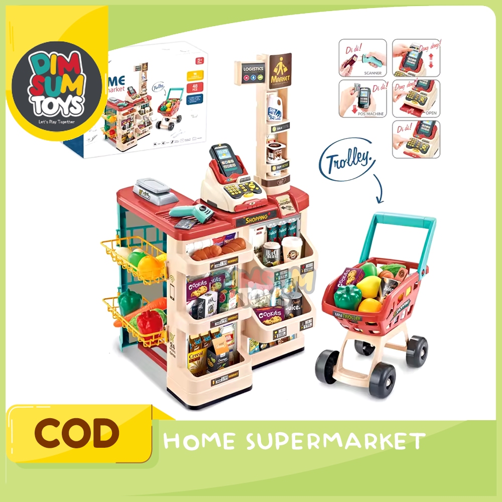 Jual Mainan Anak Home Supermarket Set Trolley Belanja Shopping - Main Image