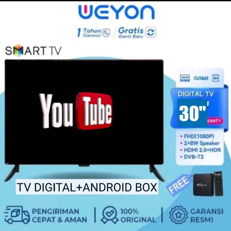Jual WEYON SMART TV LED 29/30 INCH , TV DIGITAL+ ANDROID BOX ,BISA