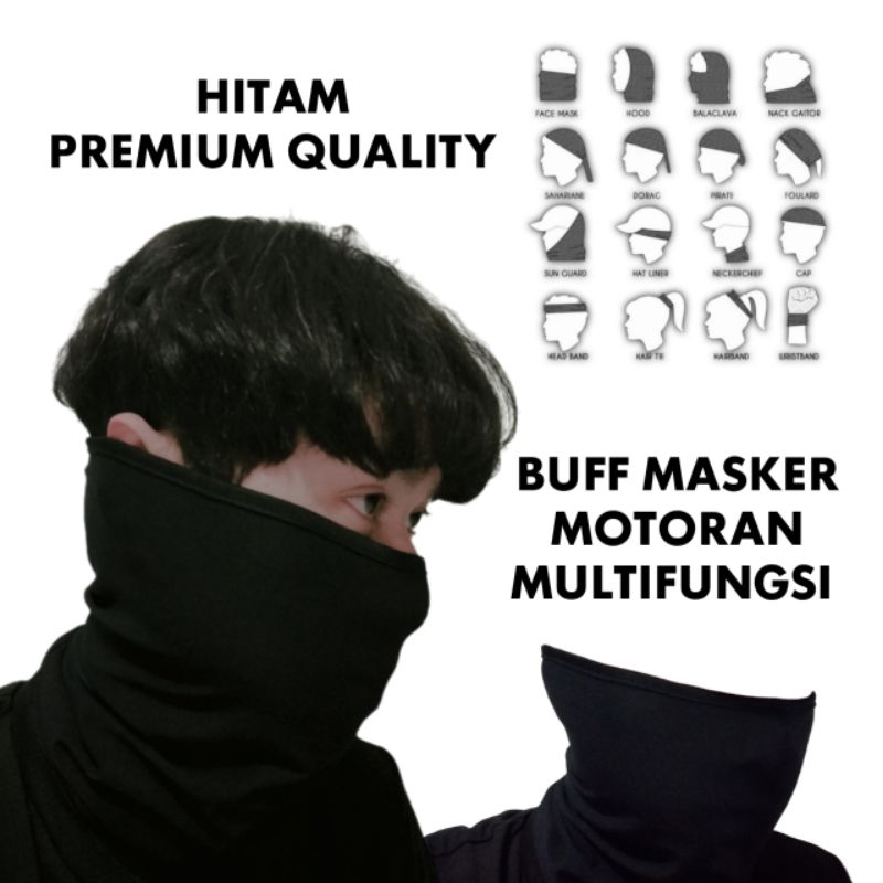 Jual Masker Buff / bazz bandana baf / bandana masker wajah Hitam polos ...