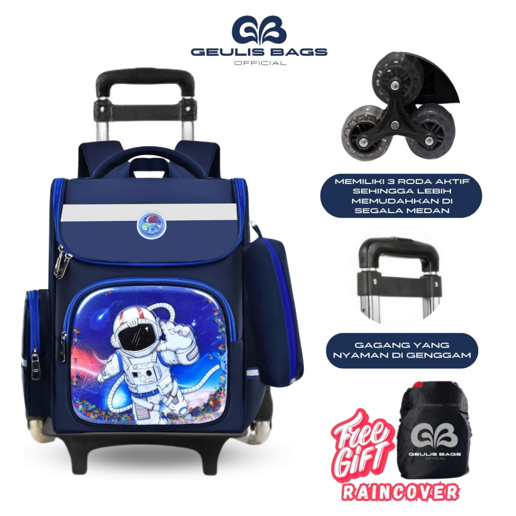 Jual GEULIS BAGS Tas Troli Roda Tiga Anak Sekolah SD Backpack Dorong ...