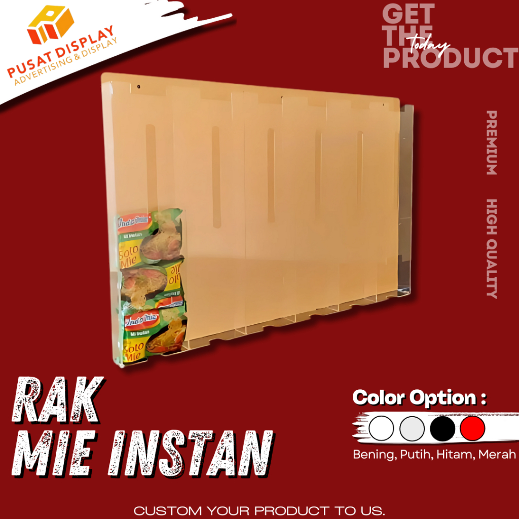 Jual Akrilik Display Mie 6 Slot / Rak Variasi Mie (Display Mie Dinding ...