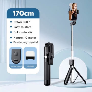 Jovitech Tripod 4 Kaki Stabil Tongsis Selfie Stick Bluetooth Satu Fungsi Klik 178cm TR17