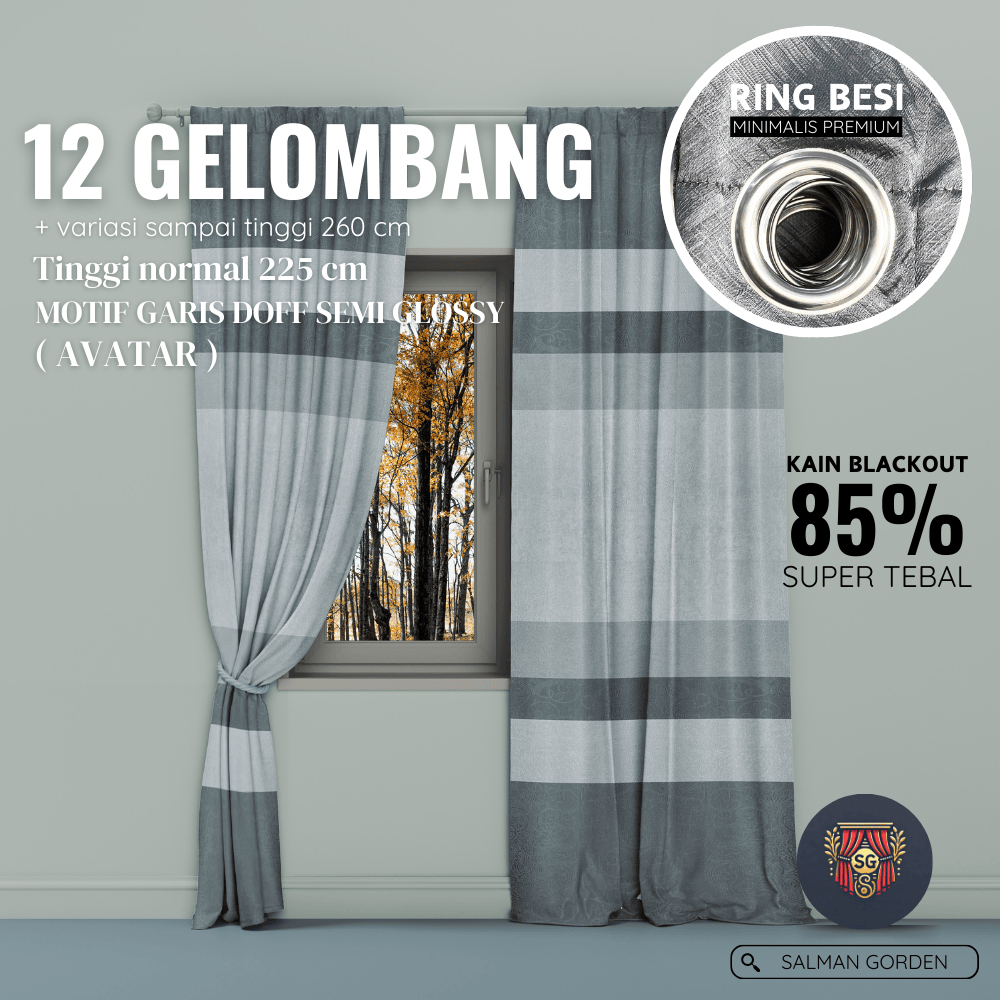 Jual Gorden Blackout Gelombang Avatar Motif Garis Doff Semi