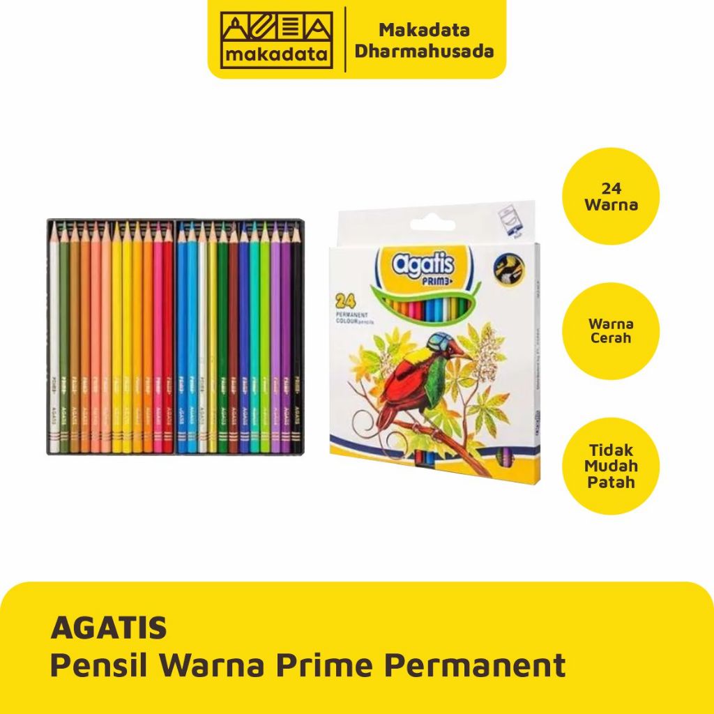 Jual PENSIL WARNA AGATIS 24 WARNA PRIME PERMANENT (1 SET) | Shopee ...