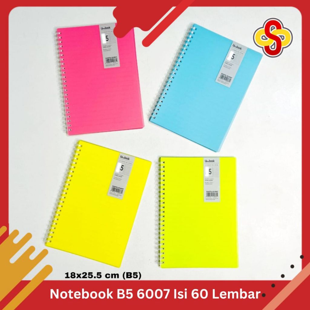 Jual Notebook / Buku Tulis Spiral / Binder Ring B5 Plastik Warna Isi 60 ...